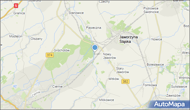 mapa Kolonia Nowy Jawornik, Kolonia Nowy Jawornik na mapie Targeo